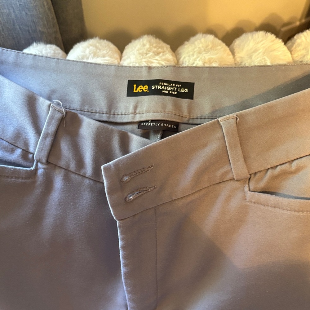 Lee Secretly Shapes Straight Leg Pants in Light Gray